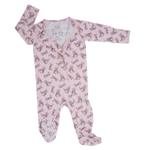 cowhide-boots-bows-zipper-footie Sweet Bamboo - Sophia's Style-2